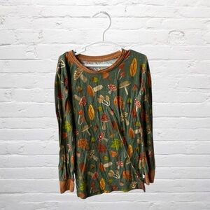 Little Sleepies // Woodland Forest Mushroom and Leaf Bamboo Pajama Shirt